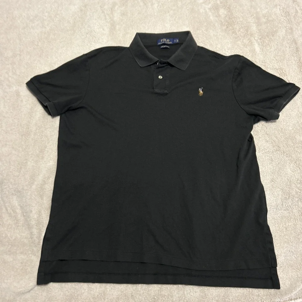 Ralph Lauren Pima Soft Touch Polo Black Flesh Color Pony Size L